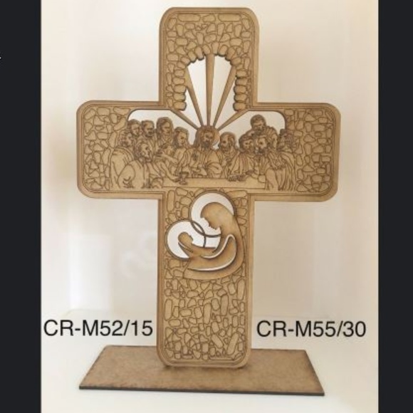 Wood Craft Cross Last Supper Christian Decoration - Picture 1 of 1